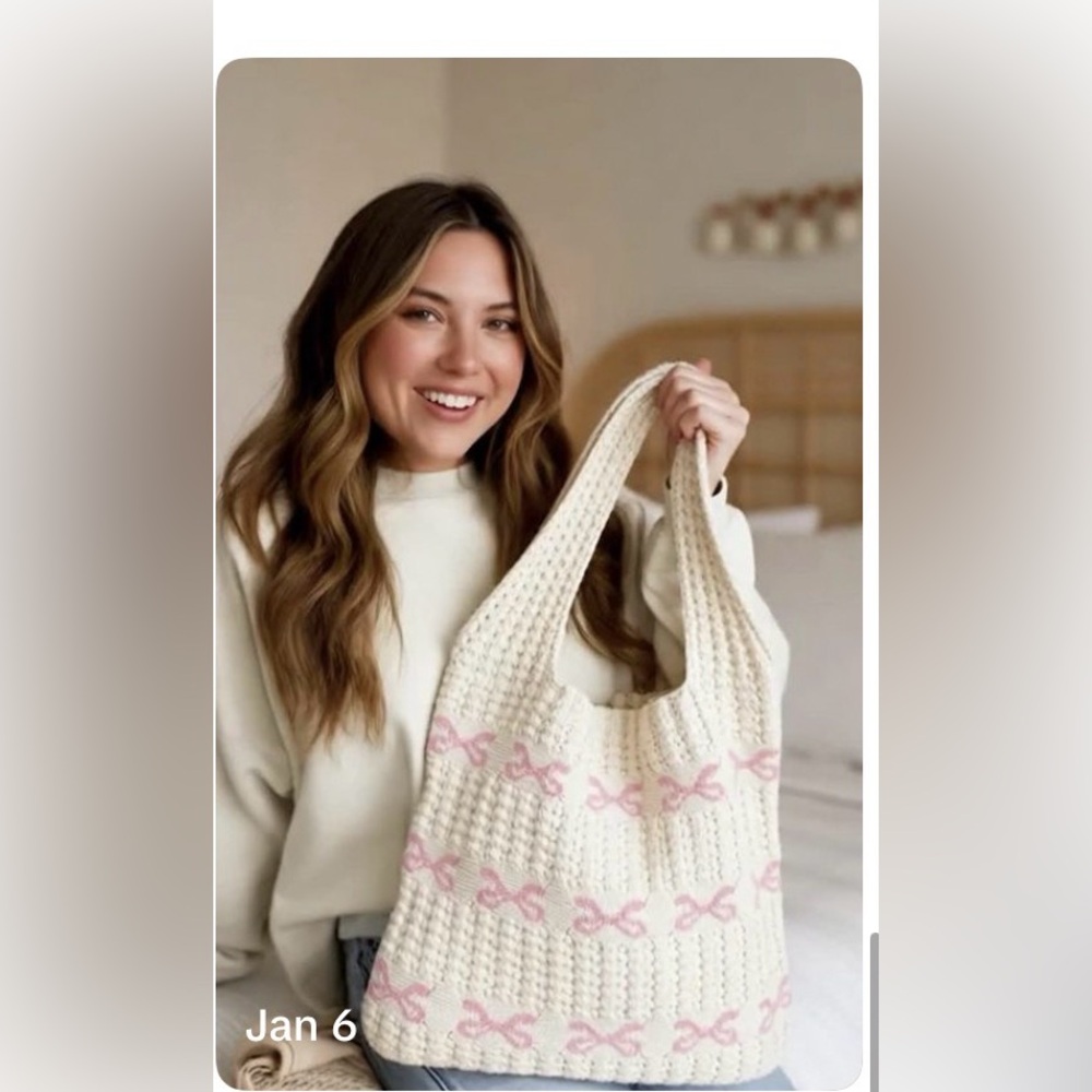 Pink bow crochet tote bag loveshackfancy fancy style